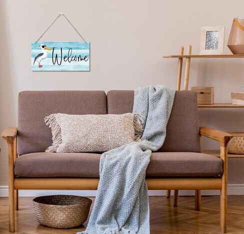 Welcome Wood Signs, Pelican Sign, Decorative Wood Hanging Wood Plaque, Rustic Door Hanger, Wall Decor Art, Rustic Home Wall Sign, Living Room Decor, Farmhouse Decor for Front Door Porch in Kuwait