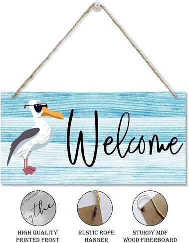 Welcome Wood Signs, Pelican Sign, Decorative Wood Hanging Wood Plaque, Rustic Door Hanger, Wall Decor Art, Rustic Home Wall Sign, Living Room Decor, Farmhouse Decor for Front Door Porch in Kuwait