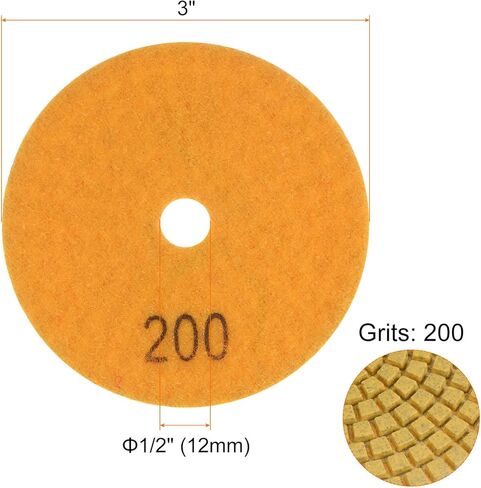 5pcs Diamond Polishing Pads 3" Grits 200 Wet/Dry Premium Diamond Polish Pad for Stone Concrete Marble Countertop Quartz for Polisher Grinder in Saudi Arabia