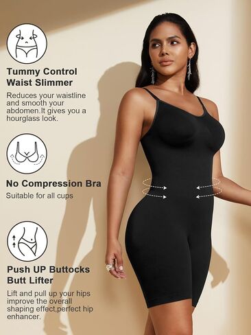 PAUKEE Women's Bodysuit Shapewear Tummy control Shorts Seamless Body Suit Shaper Sleeveless Jumpsuits Tanks Tops in Saudi Arabia
