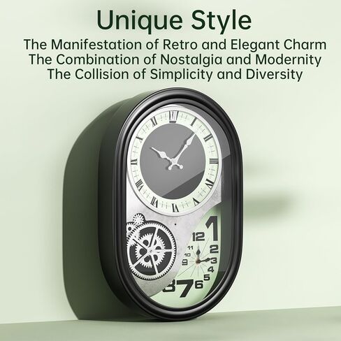 ساعة حائط تروس ميكانيكية مقاس 21 بوصة مع مناطق زمنية مزدوجة، ساعة تروس صناعية لديكور غرفة المعيشة، ساعة Steampunk معدنية صامتة غير موقوتة تعمل بالبطارية in Kuwait