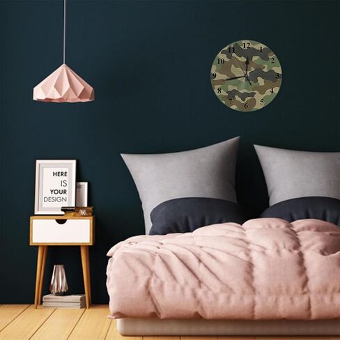 Army Camouflage Wall Clock Hunting Camo Green Hunter Farmhouse Unique Large Clock Wall Battery Operated Silent Non-Ticking Decoration, 10 Inch, A1216 in Saudi Arabia