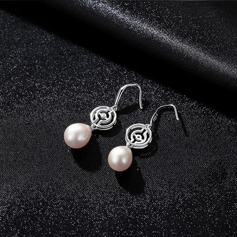 925 Sterling Silver Handpicked AAA+ Quality Freshwater Cultured Pearl Earrings for Women, CZ Cubic Zirconia S925 Fishhook Drop Dangle Ear Hook With Gift Box in Kuwait