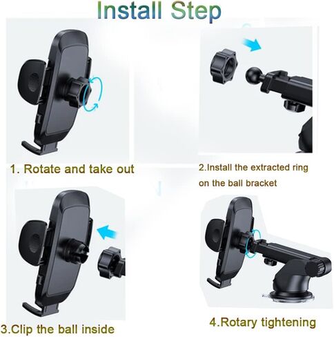 [New version] 2 in 1 Cell Phone Car Mount,Air Vent Holder Clip Car Vent Phone Mount (Black) in Kuwait
