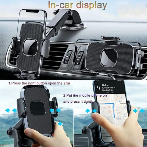 [New version] 2 in 1 Cell Phone Car Mount,Air Vent Holder Clip Car Vent Phone Mount (Black) in Kuwait