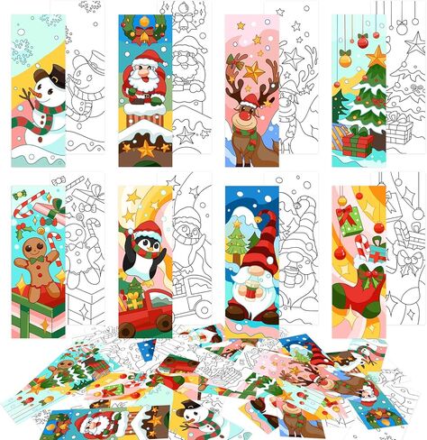 60 قطعة من الإشارات المرجعية لعيد الميلاد للنساء/الرجال/الأطفال، إشارة مرجعية لشجرة عيد الميلاد رجل ثلج سانتا الرنة كلوز لمحبي الكتب، هدية عيد الميلاد للطلاب، هدايا حفلات العطلات in Kuwait