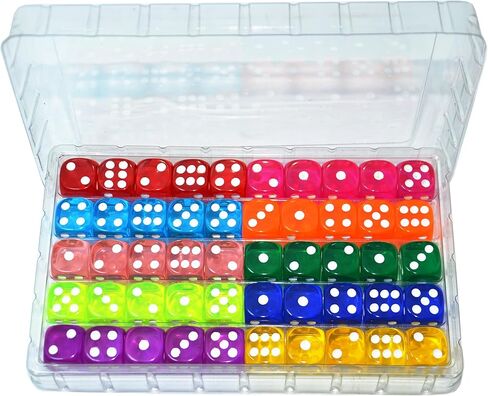 100 حزمة من النرد الملون D6، نرد ضخم بستة جوانب، 10 ألوان نرد شفافة من أجل DND، MTG، RPG، Tenzi، Yahtze، Bunco، ألعاب Table Borad، تعليم الرياضيات في الفصول الدراسية (16 مم) in Kuwait