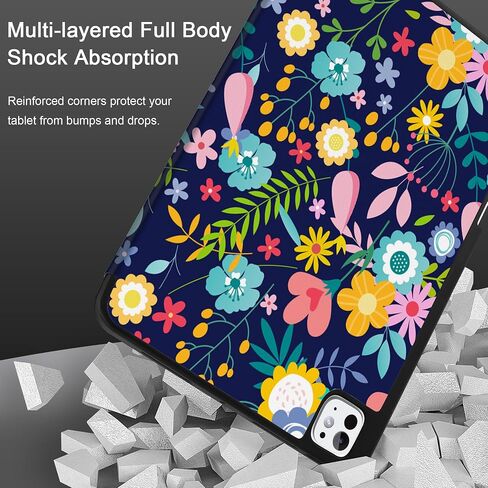 DONGKE for iPad Pro 13 inch M4 Case 2024 - [Built-in Pencil Holder Supports Pencil Pro and Pencil USB-C] Ultra Thin Soft TPU Back Cover with Trifold Stand Support Auto Wake/Sleep - Florals in Saudi Arabia