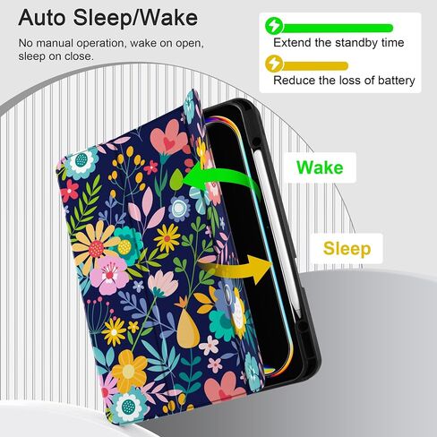 DONGKE for iPad Pro 13 inch M4 Case 2024 - [Built-in Pencil Holder Supports Pencil Pro and Pencil USB-C] Ultra Thin Soft TPU Back Cover with Trifold Stand Support Auto Wake/Sleep - Florals in Saudi Arabia