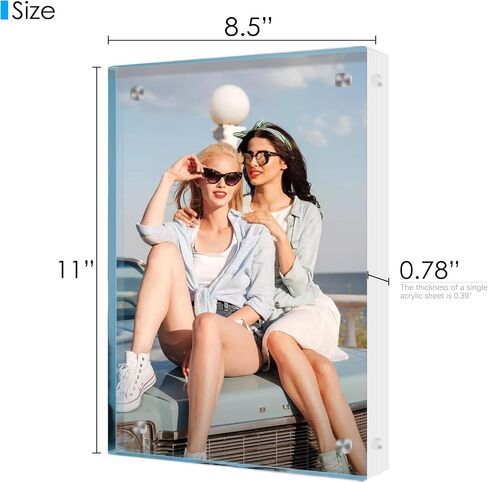 Acrylic Picture Frame 8.5x11, Double Sided Transparent Magnetic Frameless Photo Frame, Desktop Diploma Frame Display, Clear Acrylic FrameFree Standing, Photo Frame Gift for Home Office Display in Saudi Arabia