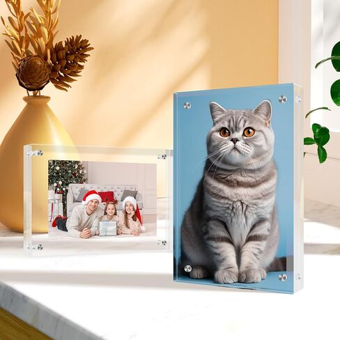 Acrylic Picture Frame 8.5x11, Double Sided Transparent Magnetic Frameless Photo Frame, Desktop Diploma Frame Display, Clear Acrylic FrameFree Standing, Photo Frame Gift for Home Office Display in Saudi Arabia