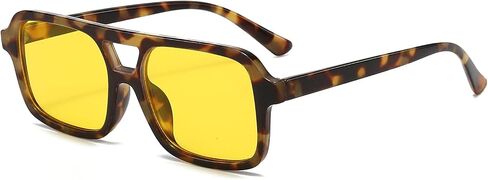 70s Retro Square Sunglasses for Women Men Trendy Vintage Rectangle Shades Classic Double Bridge Sun Glasses in Saudi Arabia