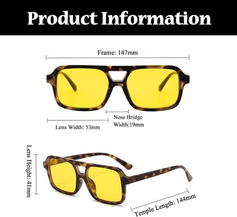 70s Retro Square Sunglasses for Women Men Trendy Vintage Rectangle Shades Classic Double Bridge Sun Glasses in Saudi Arabia