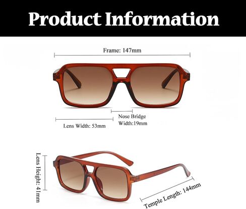 نظارات شمسية مربعة كلاسيكية من السبعينيات للنساء والرجال، نظارات شمسية عصرية كلاسيكية ذات جسر مزدوج in Kuwait