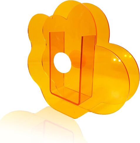 BLOFLO Flower Vase, Small Bouquet Holder, Acrylic Vases, Clear Vase, Contemporary Décor for Home Office Wedding (Orange Acrylic Flower) in Saudi Arabia