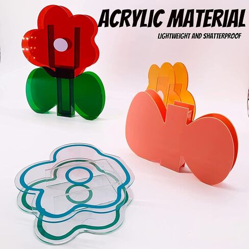 BLOFLO Flower Vase, Small Bouquet Holder, Acrylic Vases, Clear Vase, Contemporary Décor for Home Office Wedding (Orange Acrylic Flower) in Saudi Arabia