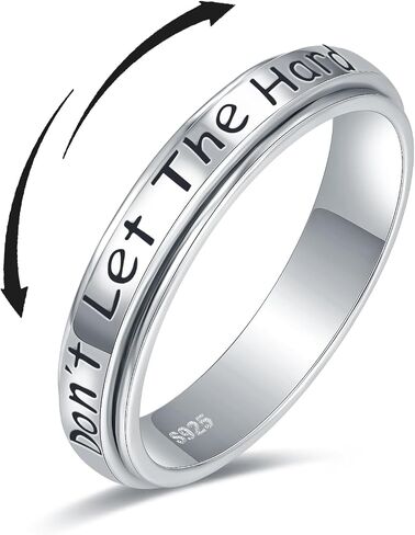 925 Sterling Silver Spinner Rings for Women Faith Over Fear Ring Anxiety Ring Cross Faith Jewelry for Daughter Christian Rings Fidget Rings Teen Girls Mother Size 6/7/8/9/10 in Kuwait