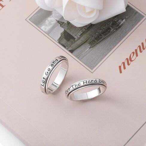 925 Sterling Silver Spinner Rings for Women Faith Over Fear Ring Anxiety Ring Cross Faith Jewelry for Daughter Christian Rings Fidget Rings Teen Girls Mother Size 6/7/8/9/10 in Kuwait
