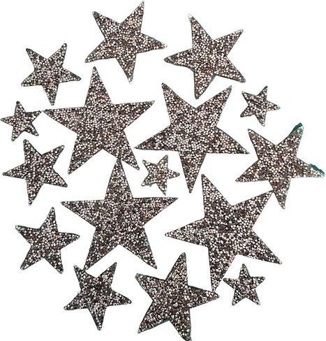 حجر الراين ستار الحديد على الرقع زين لاصق لاصق نقل الحرارة للملابس بريق حجر الراين ملصقات الحديد على / خياطة على ملصقات بلينغ ستار الرقع 16 حزمة (رمادي) in Kuwait