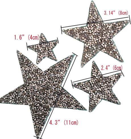 حجر الراين ستار الحديد على الرقع زين لاصق لاصق نقل الحرارة للملابس بريق حجر الراين ملصقات الحديد على / خياطة على ملصقات بلينغ ستار الرقع 16 حزمة (رمادي) in Kuwait