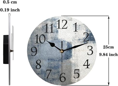 AUUXVA Blue Gray Art Painting Wall Clock Silent Non-Ticking,Modern Round Wall Clock Battery Operated Clock Decor for Home Wall Bathroom Kitchen Bedroom Living Room Office School Patio in Saudi Arabia