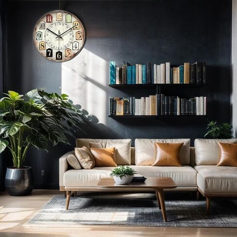12 Inch Wall Clock Blue Wall Clock Modern Minimalist Wall Clock Silent Non-Ticking Quartz Clock Battery Operated Easy to Read Wall Clock for Bathroom Living Room Office Kitchen Bedroom in Saudi Arabia