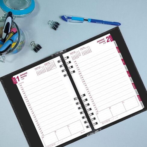 Brownline 2024 CoilPro Daily/Monthly Planner, Appointment Book, 12 Months, January to December, Twin-Wire Binding, 8" x 5", Black (CB634C.BLK-24) in Saudi Arabia