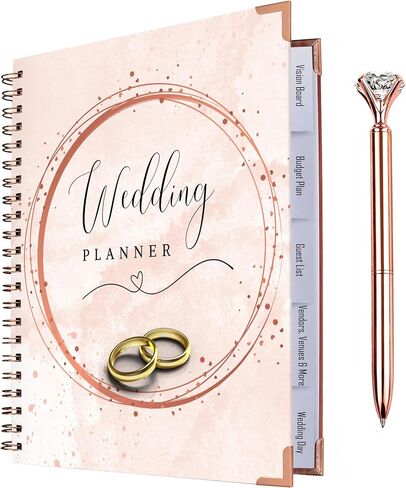 Wedding Planning Book and Organize Calendar for Brides, Countdown for Brides, Wedding Planner Organiser Includes Gift Pen, 1 QTY Wedding Planner, Durable Material Wedding Planning Book in Saudi Arabia