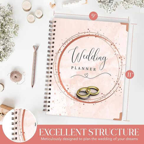 Wedding Planning Book and Organize Calendar for Brides, Countdown for Brides, Wedding Planner Organiser Includes Gift Pen, 1 QTY Wedding Planner, Durable Material Wedding Planning Book in Saudi Arabia