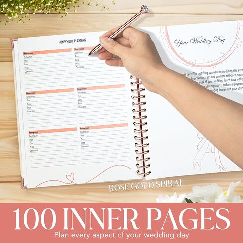 Wedding Planning Book and Organize Calendar for Brides, Countdown for Brides, Wedding Planner Organiser Includes Gift Pen, 1 QTY Wedding Planner, Durable Material Wedding Planning Book in Saudi Arabia