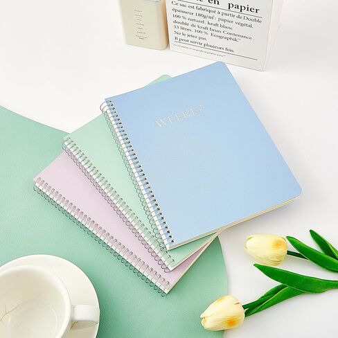 Planner Weekly Monthly 2024 Undated Academic 2025 Month Spiral Planner with Tabs Stickers Thick Paper Twin-Wire Binding Pocket 6.1x8.2 inch Mint Green in Saudi Arabia