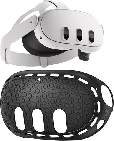 غطاء حماية من السيليكون VR متوافق مع ملحقات Quest 3، قابل للغسل ومضاد للخدش ومضاد للصدمات ومضاد للغبار (أسود) in Kuwait