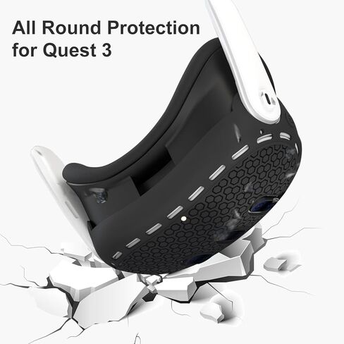 غطاء حماية من السيليكون VR متوافق مع ملحقات Quest 3، قابل للغسل ومضاد للخدش ومضاد للصدمات ومضاد للغبار (أسود) in Kuwait