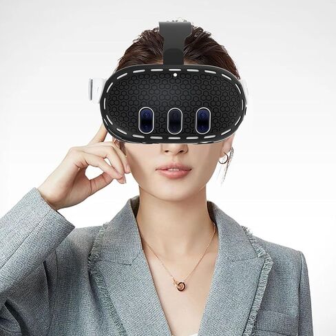 غطاء حماية من السيليكون VR متوافق مع ملحقات Quest 3، قابل للغسل ومضاد للخدش ومضاد للصدمات ومضاد للغبار (أسود) in Kuwait