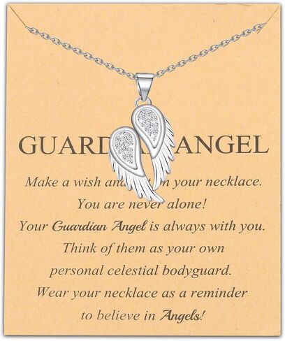 FUSTMW Guardian Angel Necklace Angel Wing Charm Necklace Pendant Guardian Angel Jewelry Birthday Gifts for Women Girls in Saudi Arabia