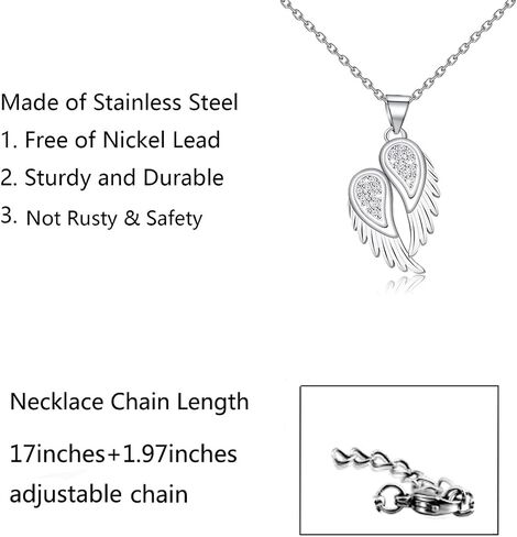 FUSTMW Guardian Angel Necklace Angel Wing Charm Necklace Pendant Guardian Angel Jewelry Birthday Gifts for Women Girls in Saudi Arabia
