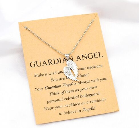 FUSTMW Guardian Angel Necklace Angel Wing Charm Necklace Pendant Guardian Angel Jewelry Birthday Gifts for Women Girls in Saudi Arabia