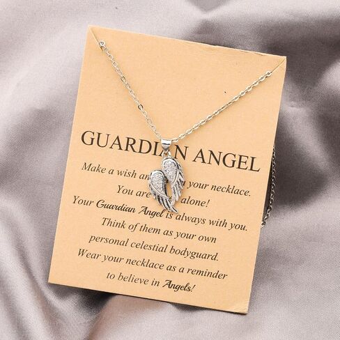 FUSTMW Guardian Angel Necklace Angel Wing Charm Necklace Pendant Guardian Angel Jewelry Birthday Gifts for Women Girls in Saudi Arabia