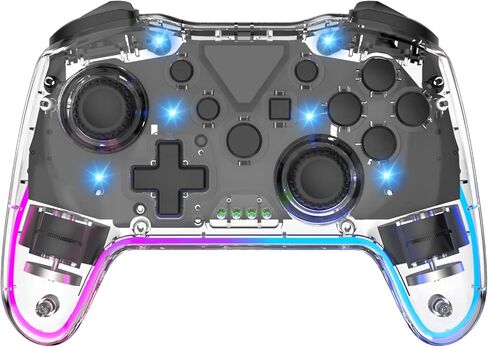 Wireless Switch Pro Controller for Nintendo Switch Controller/Lite/OLED/Windows/iOS/Android, 7 Color Adjustable RGB Lights Switch Remote Gamepad with One Key Wake Up/ Adjustable Turbo Vibration in Saudi Arabia