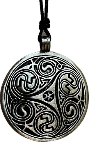 Morgana Triskele Triskelion Pagan Celtic Pewter Pendant Necklace Adjustable Cord, Silver in Saudi Arabia