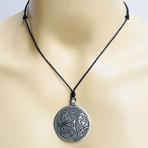 Morgana Triskele Triskelion Pagan Celtic Pewter Pendant Necklace Adjustable Cord, Silver in Saudi Arabia