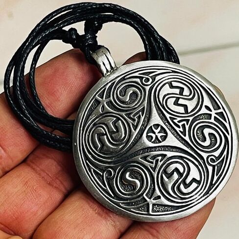 Morgana Triskele Triskelion Pagan Celtic Pewter Pendant Necklace Adjustable Cord, Silver in Saudi Arabia