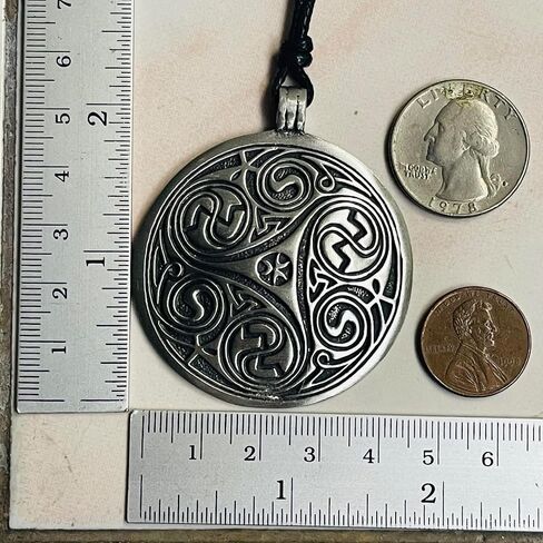 Morgana Triskele Triskelion Pagan Celtic Pewter Pendant Necklace Adjustable Cord, Silver in Saudi Arabia