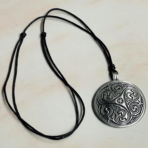 Morgana Triskele Triskelion Pagan Celtic Pewter Pendant Necklace Adjustable Cord, Silver in Saudi Arabia