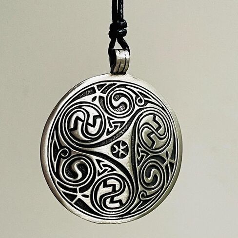 Morgana Triskele Triskelion Pagan Celtic Pewter Pendant Necklace Adjustable Cord, Silver in Saudi Arabia