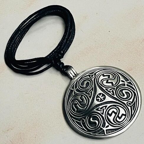 Morgana Triskele Triskelion Pagan Celtic Pewter Pendant Necklace Adjustable Cord, Silver in Saudi Arabia