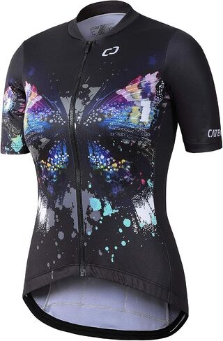 CATENA Women's Cycling Jersey Short Sleeve Breathable Bike Shirt Bicycle Clothing Quick Dry Black Butterfly in Saudi Arabia