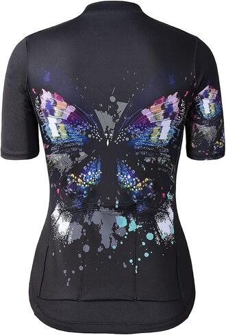 CATENA Women's Cycling Jersey Short Sleeve Breathable Bike Shirt Bicycle Clothing Quick Dry Black Butterfly in Saudi Arabia