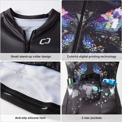 CATENA Women's Cycling Jersey Short Sleeve Breathable Bike Shirt Bicycle Clothing Quick Dry Black Butterfly in Saudi Arabia