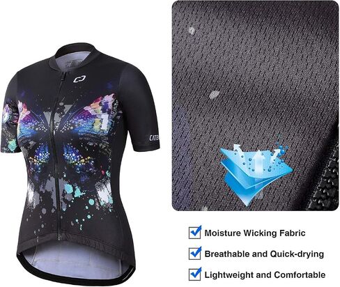CATENA Women's Cycling Jersey Short Sleeve Breathable Bike Shirt Bicycle Clothing Quick Dry Black Butterfly in Saudi Arabia